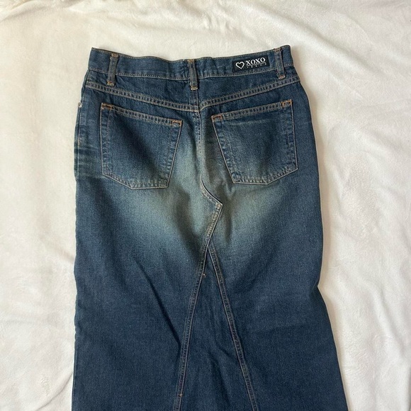 Insane y2k Denim Open Front Maxi Skirt By XoXo Size 3/4 - Picture 8 of 8